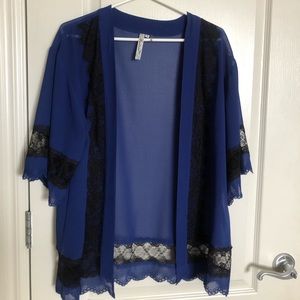 Blue & black lace kimono